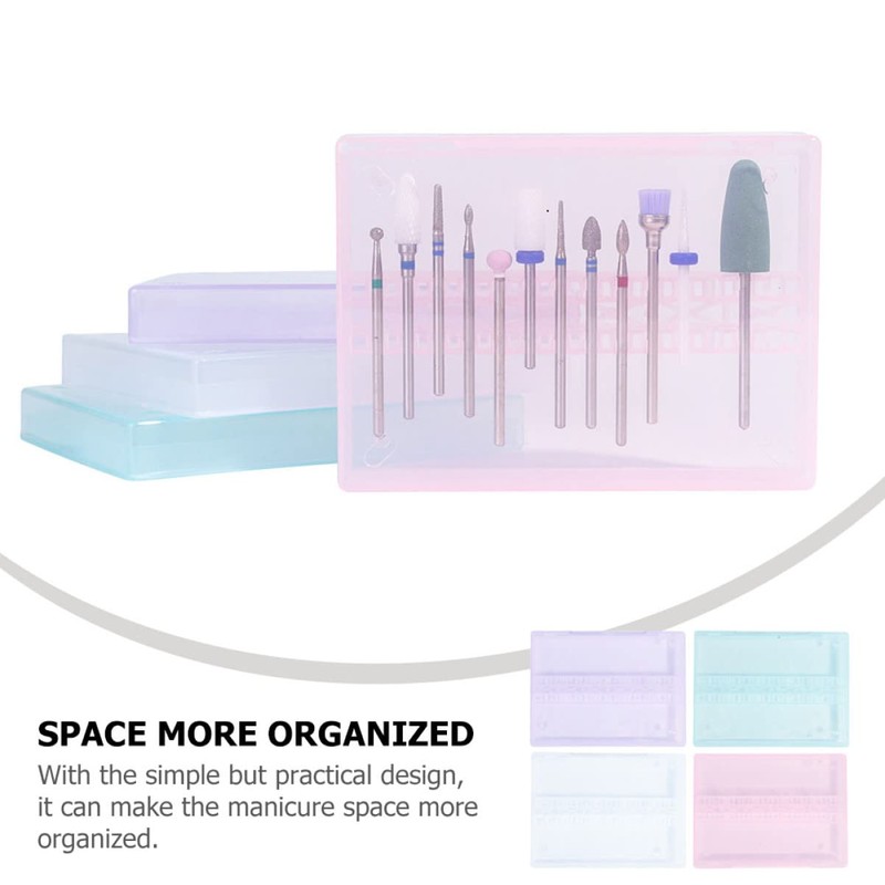 Outanaya 4pcs Nail Kit Grinding Heads Organizer Manicure Tool Boxes
