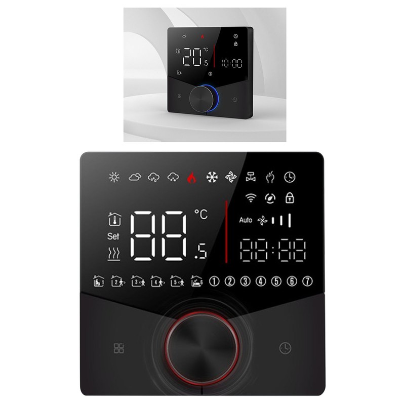 Thermostat ABS Black Smart Programmable WiFi Digital Touchscreen LCD Color