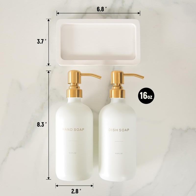Prus Waso Gold Soap Dispenser Set, Glass Soap Dispenser with