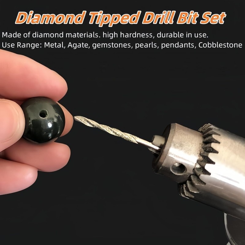 Diamond Twist Drill Bit Set, 10 Pieces, 0.8-4.0mm, High Speed