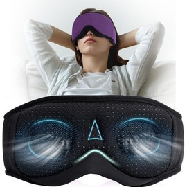 3D Ice Silk Sleep Mask，Zero Eye Pressure 3D Sleeping Mask, Ideal for Travel, Night Work, Napping, Side Sleeping and Office Use for Both Men and Women（Violet）