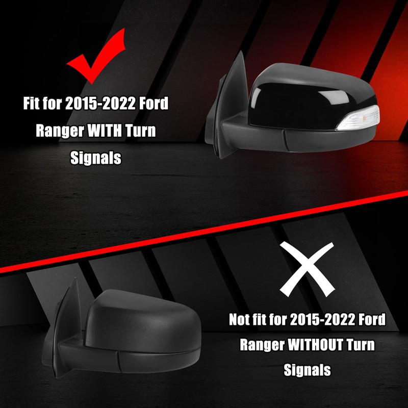 1 Pair Glossy Black Side Mirror Cover Caps for Ford