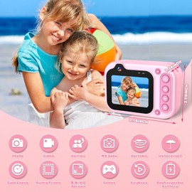 Underwater Camera 10FT 1080P Full HD 26MP Digital Underwater Camera, 10X Digital Zoom, Underwater Camera for Underwater Selfies, Swimming, Beach, Water Park - Pink