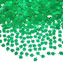 EMAAN Spring Green Small Clover Confetti Metal Foil Sequins, Decorated St. Patrick's Day and Party Table Decoration Diameter 6MM（Clover Green）