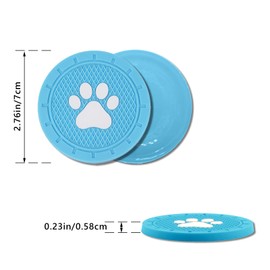 Piburth 4 Pack Car Cup Holder Coasters, Dog Paw Insert Car Cup Coaster, 2.75 Inch Anti Slip Shockproof Embedded Drink Mat, Vehicle Interior Decor Accessories (Light Blue)