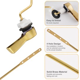 Hibbent 2 Pack Universal Toilet Tank Flush Lever Replacement, Toilet Handle Replacement Trip Levers with Stainless Steel Flapper Chains for Most Side Mount Toilets,Toilet Repair Handle,Brushed Gold