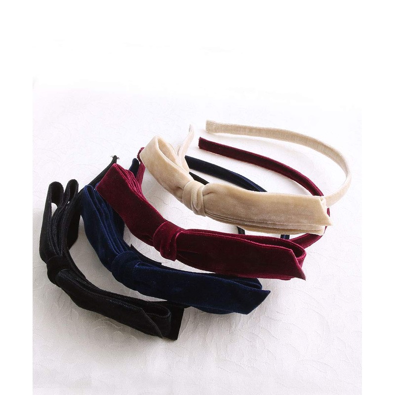 VINGTAINE HK-218-BK Velvet Thin Ribbon Headband Thin Simple Autumn Winter