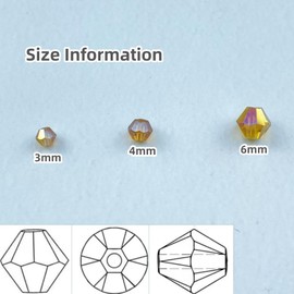 Xinhongo 400pcs Bicone Crystal Beads 4mm Crystal Glass Beads Bulk Faceted Bicone Crystal Glass Beads for Necklace Bracelet Earrings DIY Jewelry Crafts Making Supplies(Amber AB)