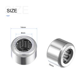 METALLIXITY H K081410 ニードルローラーベアリング 8mm 内径 x 14mm 外径 x 10mm 高 5パック クロム鋼 オープンエンド スラストベアリング 産業機械および設備用