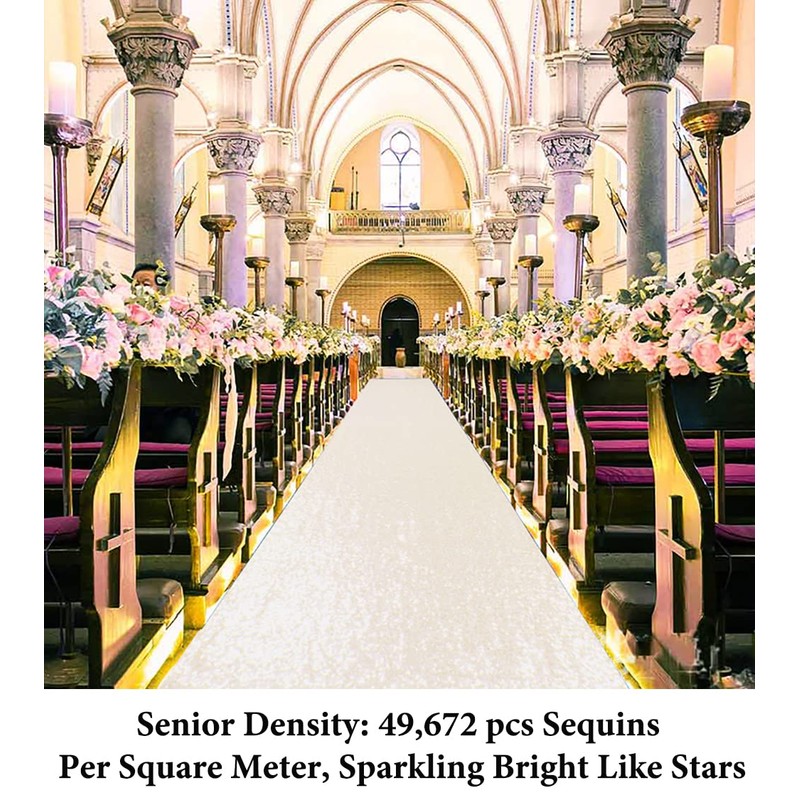 DUOBAO Aisle Runner for Wedding 15FTx2FT Sequins Indoor Outdoor Ceremonies
