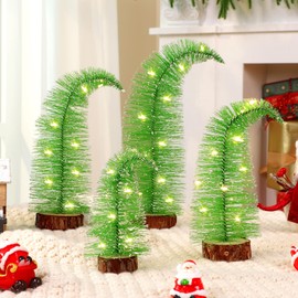4PCS Mini Christmas Tree, Small Christmas Tree, Bottle Brush Trees Table Top Decorations, Desktop Miniature Pine Trees Xmas Holiday Decor