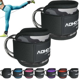 AOHO MOOON Correa de tobillo para accesorios de máquina de cables, accesorios de gimnasio para mujeres y hombres, puños de neopreno para glúteos, entrenamiento de piernas y ejercicios de abductores de