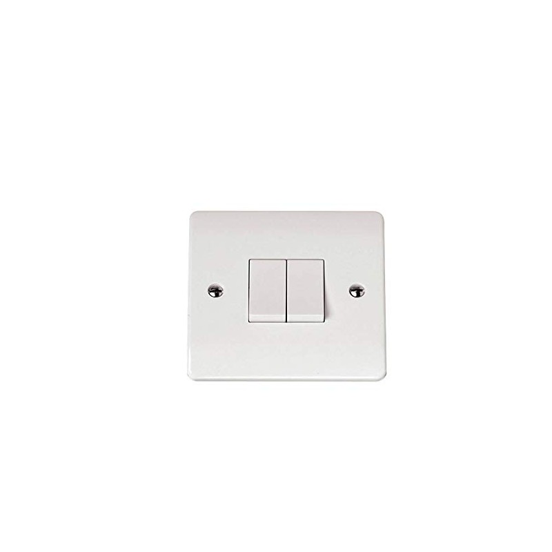 Click Plate Switch 2 Gang 2 Way 10 Amp White