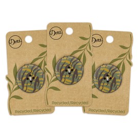 Dritz Round, Multicolor Print, 3 Recycled Leather Buttons, 30mm (1-3/16"), Multi 3 Count