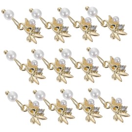 WOONEKY 12Pcs DIY Manicure Pearl Charms for Nail Art Creative Fingernail Decorations Iridescent Nail Gems for Natural Fake Nails for Special Occasions Craft Projects