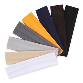 Pack of 8 Sports Headbands, Unisex Sports Hair Band, Soft Stretchy Hair Band, Multicoloured, Fashionable Non-Slip Headband for Men and Women, Thick, Thin Hair, Workout, Yoga, Running