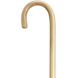 Walking Cane Natural Round Nose Crook Handle Hospital Cane, 7/8" Diameter Hardwood Shaft, 42" Long w/Rubber tip.