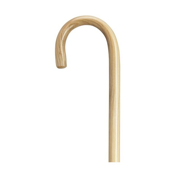 Walking Cane Natural Round Nose Crook Handle Hospital Cane, 7/8"