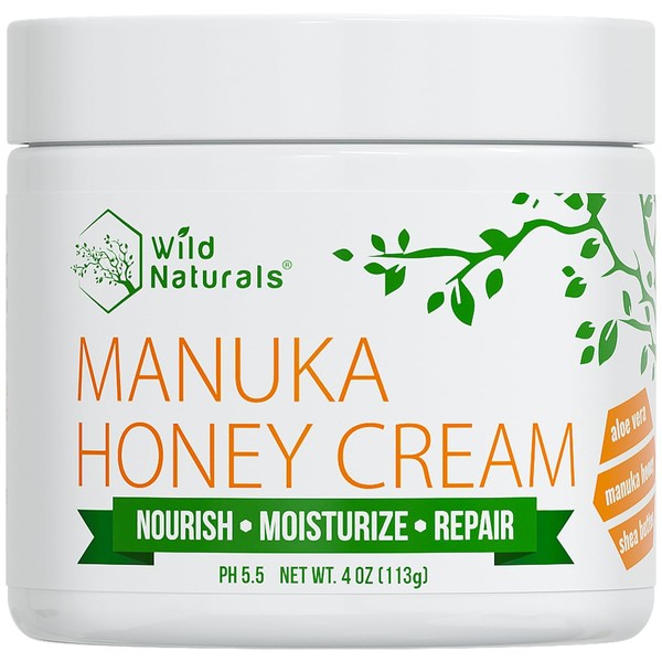 Manuka Honey Cream Moisturizer for Dry Skin - Eczema Honey Cream Face Moisturizer for Sensitive Skin - Soothing & Redness Relief Face Cream for Dry Skin - Face, Hand & Body Moisturizer for Women & Men