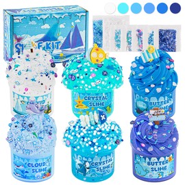 6 Packs Slemes, Blue Slime Kit - Cloud Slime kit for Boys Girls Ages 8-12, for Kids Slime Set Party kit Goodie Bag Stuffers, 4 5 6 7 8 9 10 Year Old Girl Birthday Gift Cute Stuff