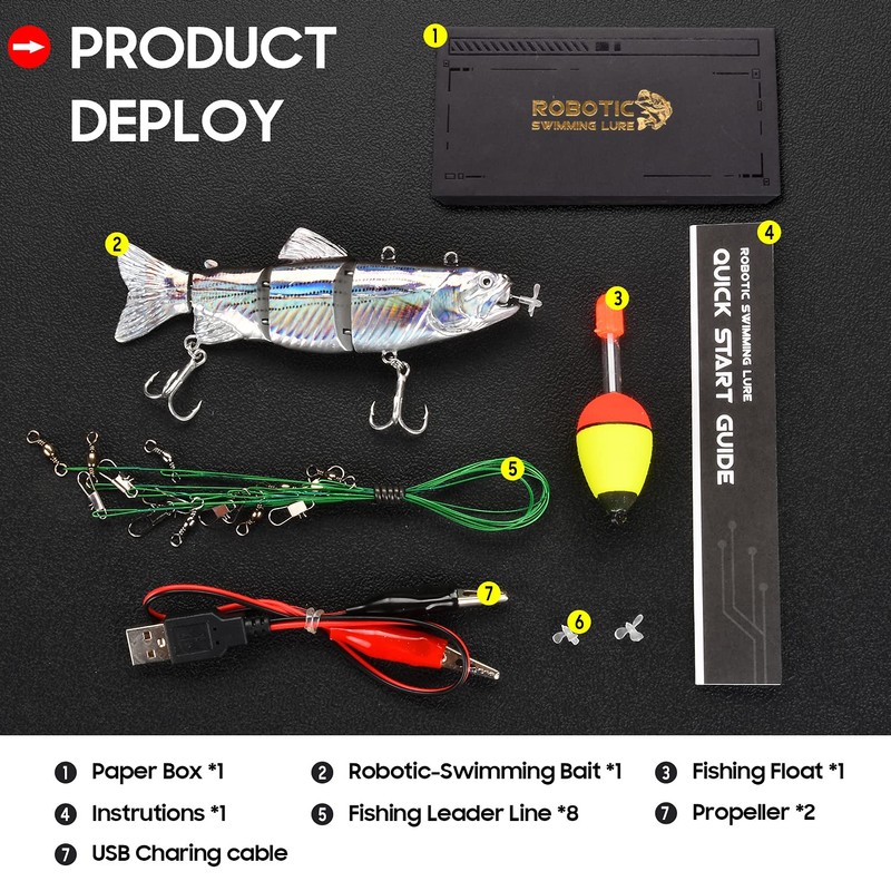 Robotic Swimming Fishing Electric Lures 5.12" USB Rechargeable LED Light