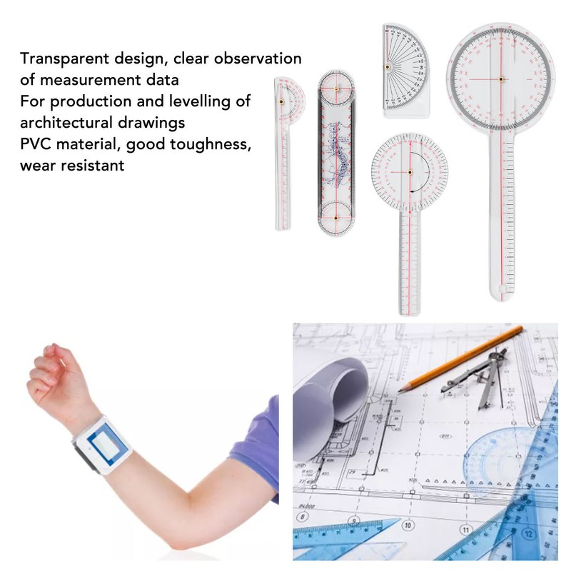 5Pcs Finger Small Joint Goniometer Clear Scale Transparent PVC Finger
