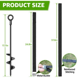 Tinnmao Basketball Hoop Anchor Tie Down Kit High Wind, 18'' Heavy Duty Steel Basketball Goal Anchors with Adjustable Straps for Secure and Durable Court Setup for Mounting Trampoline Swing Tent