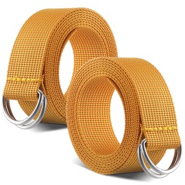 Seematn Web Football Belt 52 Inches Long Belt D Ring Belts for Men Women Youth Boys Kids Girls Football Flag (Yellow,2 Pcs)