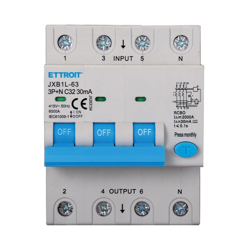 A2ZWORLD Circuit Breaker Three Phase Type A 30 mA RCBO