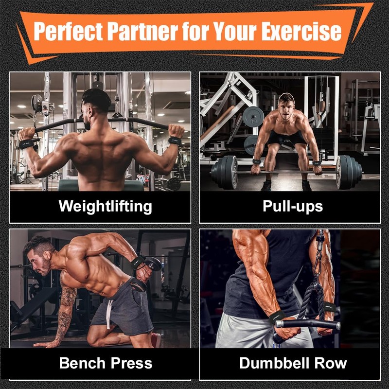 AMFUN Lifting Straps Strength Training Lifting Straps Leather Non-Slip Grip