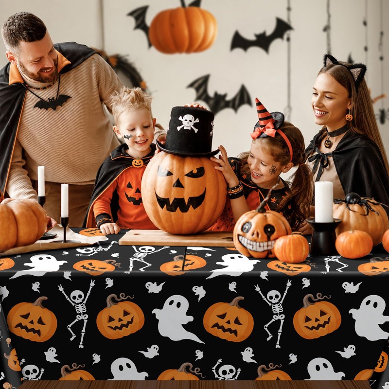 3Pack Halloween Tablecloth 54 x 108 Inch Black Halloween Table