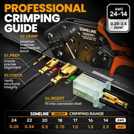 SOMELINE Automotive Wire Connectors Crimp Tool Kit, Crimper for 24-14 AWG Non-Insulated Quick Disconnect Terminals, with 2-9 Pin 2.8mm/6.3mm Plugs & Sockets, Includes Wire Stripper