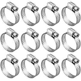 9PCS Hose Clips Stainless Steel 16-25mm Jubilee Clips Assorted Hose Clamps Adjustable Hose Pipe Clips Worm Drive Small for Flexible Exhaust Hose Pipe Washing Machine Garden Connections