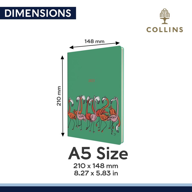 Collins Flourish A5 Week to View 2023 Diary - Flamingos
