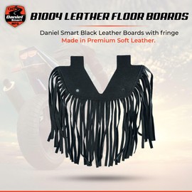 Daniel Smart Motorcycle Leather Floorboard with Fringe Durable Universal Biker Black Foot Pedal Tassel - 1 Piece