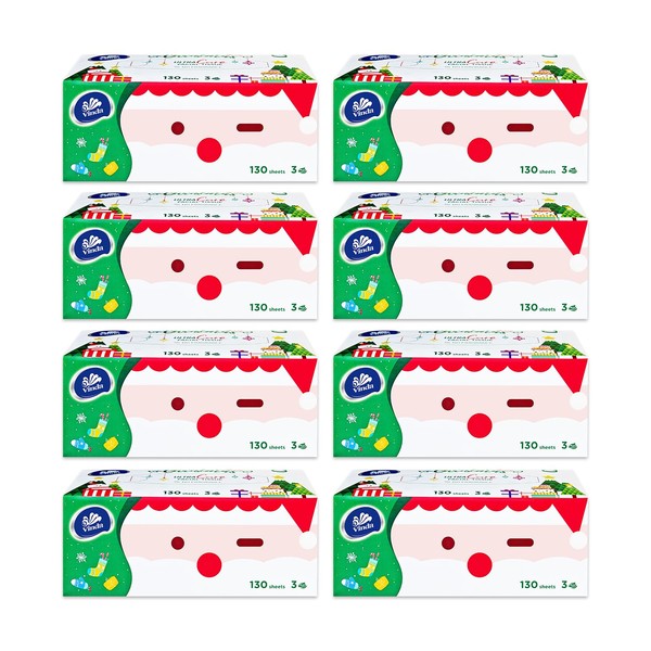 Vinda 3-Ply Premium Soft Facial Tissues, Ultra Care for Sensitive