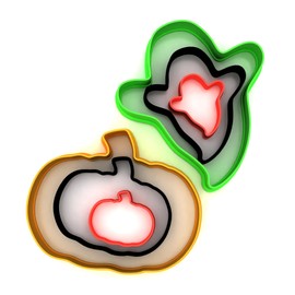 JUST CUTTERS Pumpkin and Ghost Shape Cutters | Set of 6 Plastic Cutter for Baking, Fondant, Clay, Pastry, Icing, Jewellery (3/5/8CM)