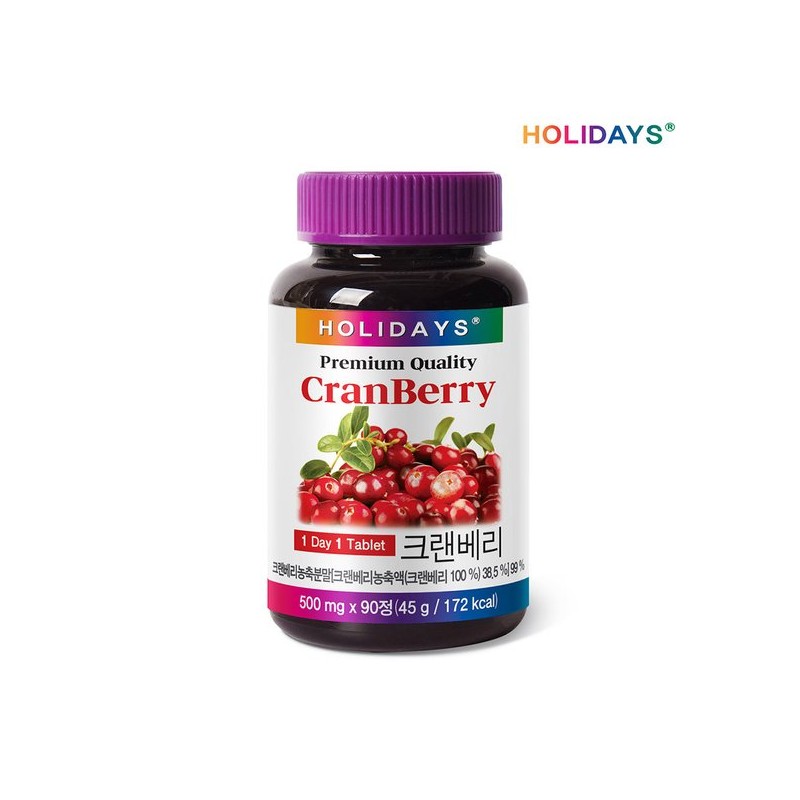 Holidays 홀리데이즈 크랜베리 타블렛 90정 1병 (3개월분) Holidays Cranberry Tablet