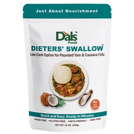 Dals Foods Healthy Nutritious Fufu, Dieters' Swallow | 100% Natural Flour, Low-Carb, Plant-Based Fiber & Protein Blend, Gluten Free Baking & Cooking, Non-GMO Grain Free | Keto Substitute to Grains & Starch| Packaged in USA