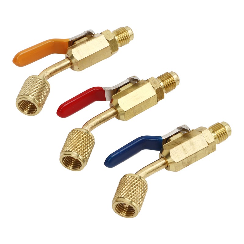 6PCS Refrigerant Angled Compact Ball Valve Fit for R410A R134A