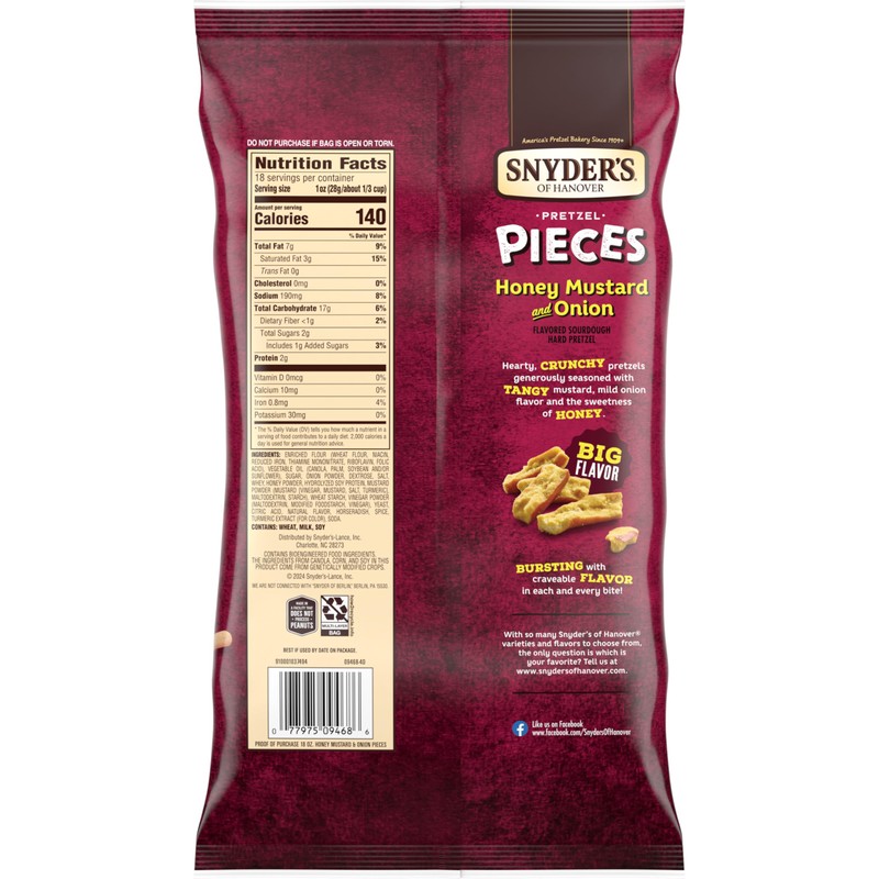 Snyder's of Hanover Honey Mustard & Onion Flavored Pretzel Pieces,