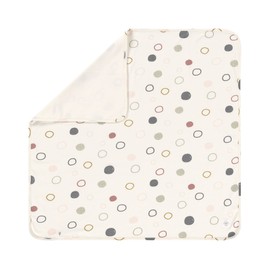 LÄSSIG Baby Cuddle Blanket GOTS Certified Soft Interlock Baby Blanket 80 x 80 cm Circles Off-White