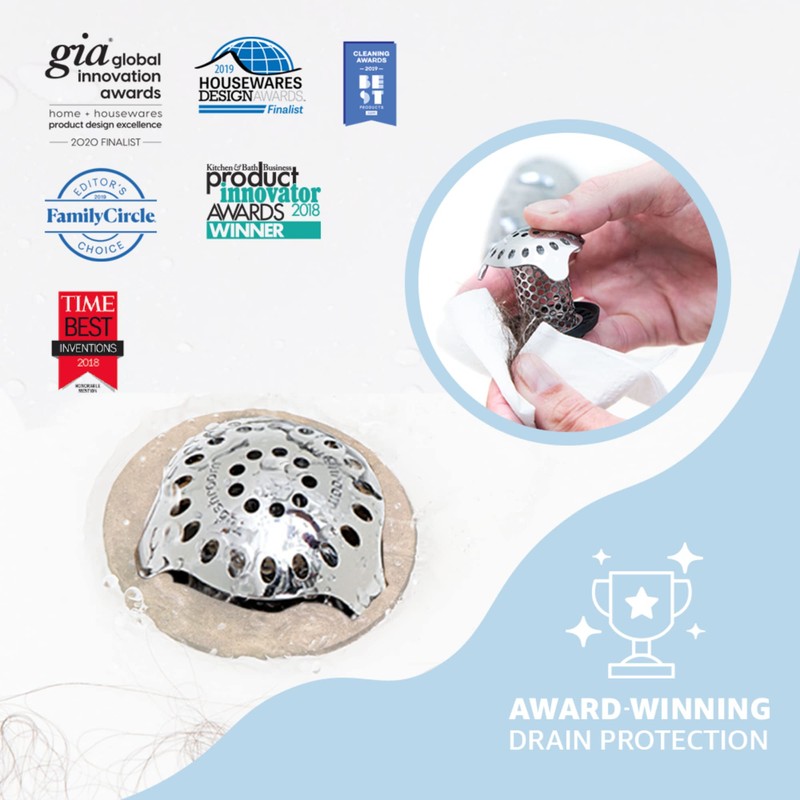 TubShroom Bathtub Hair Drain Catcher Stainless Steel, Standard