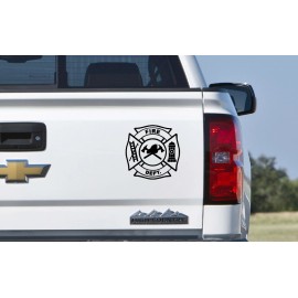 Atlanta Vinyl Vinyl Decal Fire Department maltese cross firefighter sticker Multiple Colors - Black