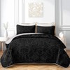 Axolotl Black Damask Quilt Set King Size,Dark Gothic Bedspread Coverlet