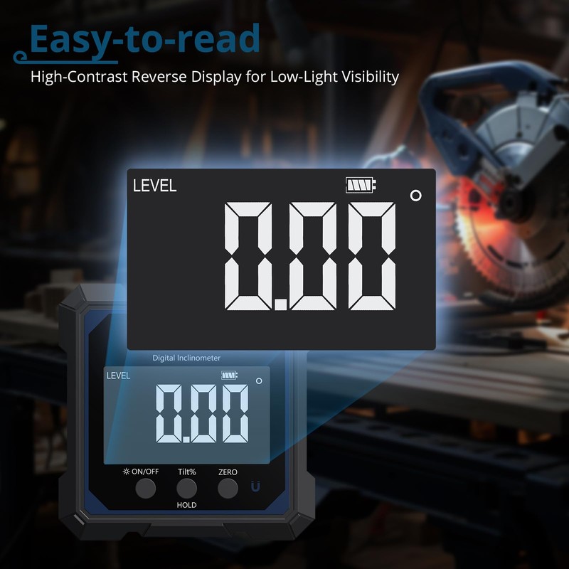 ALLmeter Rechargeable Laser Inclinometer with 4-Side Magnets - Digital Level