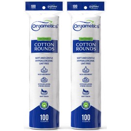 ORGAMETICS Cotton Rounds, 100% Natural Cotton Premium Makeup Remover and Facial Cleansing Cotton Round Pads, Lint Free, Hypoallergenic and Ultra Soft, Luxury Quality (200 Count-Pack of 2)