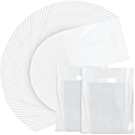 Kosiz 1000 Pcs Plastic Shopping Bags Bulk 9 x 12 in Goodie Merchandise Bags with Die Cutting Handles Small Party Favor Gift Bags for Business, Birthday, Wedding Party Christmas Supplies(White)