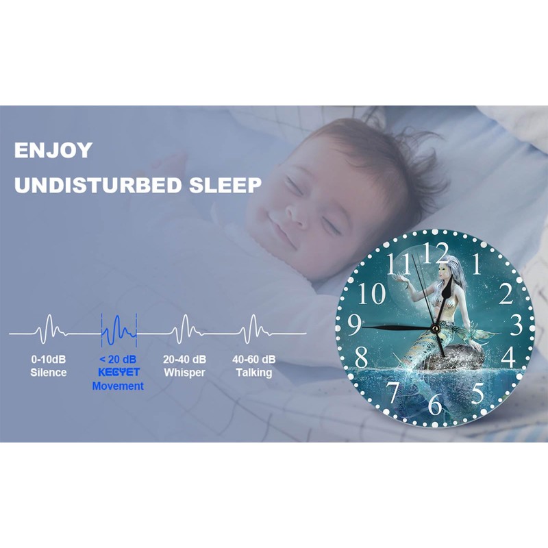 KEEPSUPER Beautiful Mermaid Wall Clock Fantasy Seascape Scenery Clock 10
