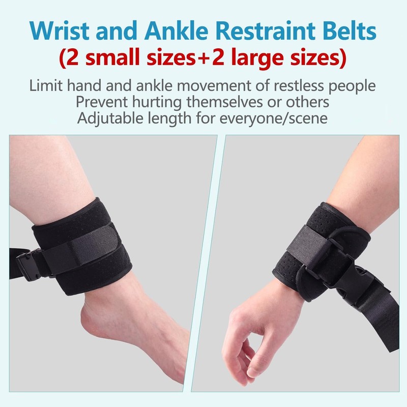 Patient Medical Restraints with Quick Release Buckles, Bed Restraints Belts